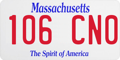 MA license plate 106CN0