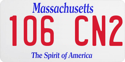 MA license plate 106CN2