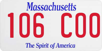 MA license plate 106CO0