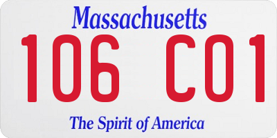 MA license plate 106CO1