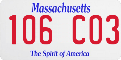 MA license plate 106CO3