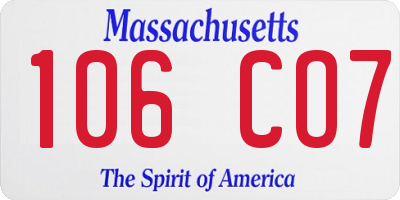 MA license plate 106CO7
