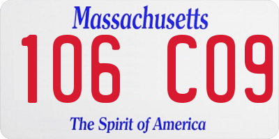 MA license plate 106CO9