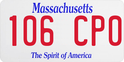MA license plate 106CP0