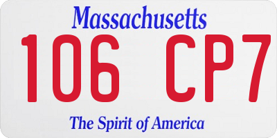 MA license plate 106CP7
