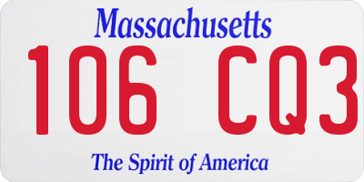 MA license plate 106CQ3