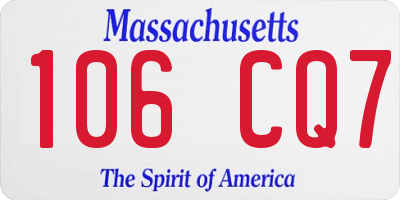MA license plate 106CQ7