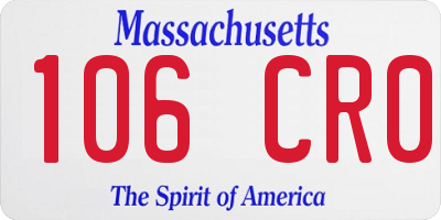 MA license plate 106CR0