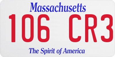MA license plate 106CR3