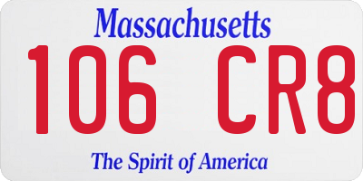 MA license plate 106CR8