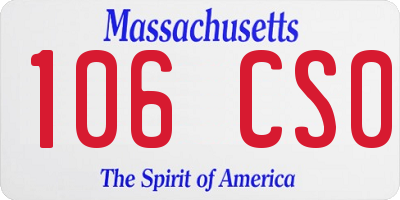 MA license plate 106CS0