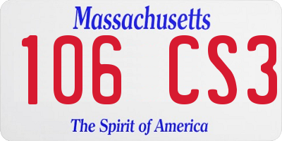 MA license plate 106CS3