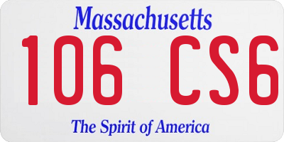 MA license plate 106CS6