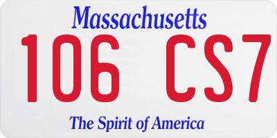 MA license plate 106CS7
