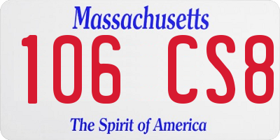 MA license plate 106CS8