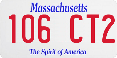 MA license plate 106CT2