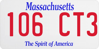 MA license plate 106CT3