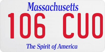 MA license plate 106CU0