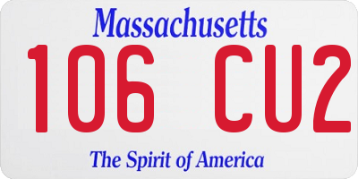 MA license plate 106CU2