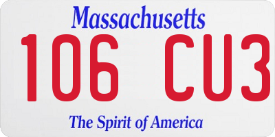 MA license plate 106CU3