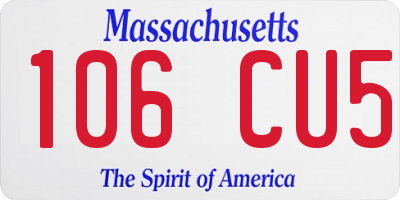 MA license plate 106CU5