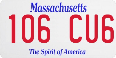 MA license plate 106CU6
