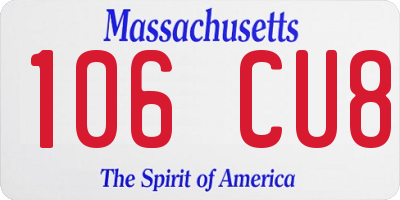 MA license plate 106CU8