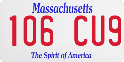 MA license plate 106CU9