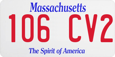 MA license plate 106CV2