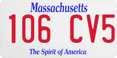 MA license plate 106CV5
