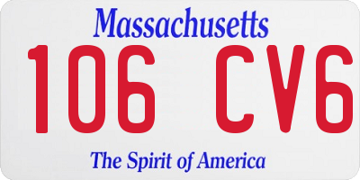MA license plate 106CV6