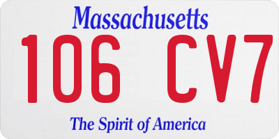 MA license plate 106CV7