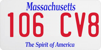 MA license plate 106CV8