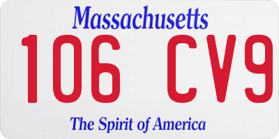 MA license plate 106CV9