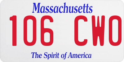 MA license plate 106CW0