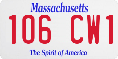 MA license plate 106CW1