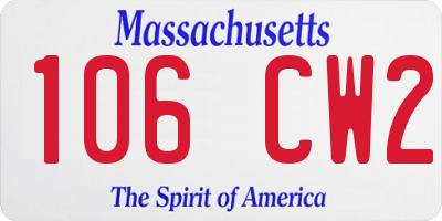MA license plate 106CW2