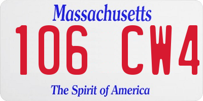 MA license plate 106CW4