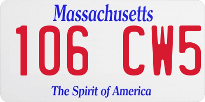 MA license plate 106CW5