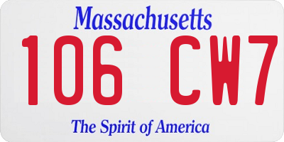MA license plate 106CW7