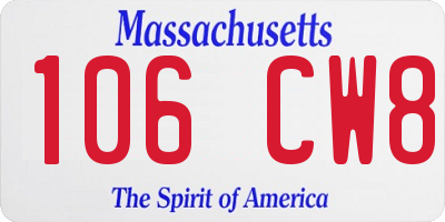 MA license plate 106CW8