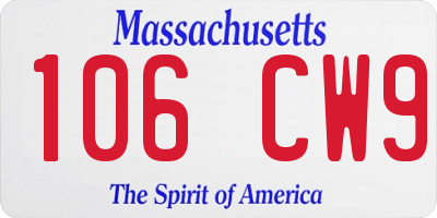 MA license plate 106CW9