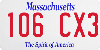MA license plate 106CX3