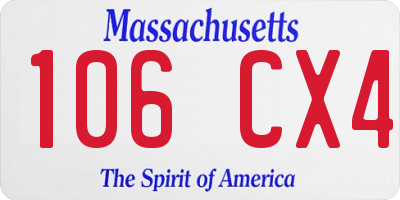 MA license plate 106CX4
