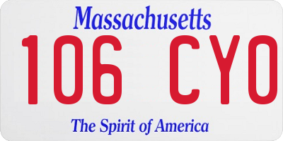 MA license plate 106CY0