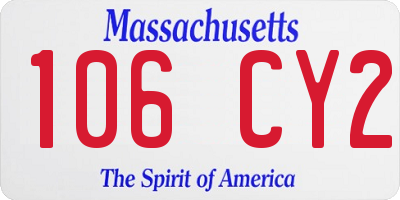 MA license plate 106CY2