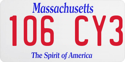 MA license plate 106CY3