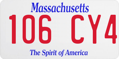 MA license plate 106CY4