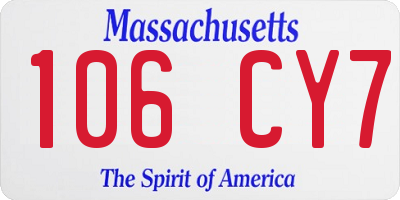 MA license plate 106CY7