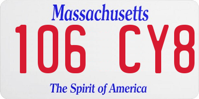 MA license plate 106CY8